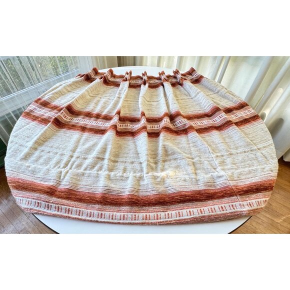 Vintage 70s curtain, beige, rust and brown stripes, single pleated panel - Picture 4 of 9